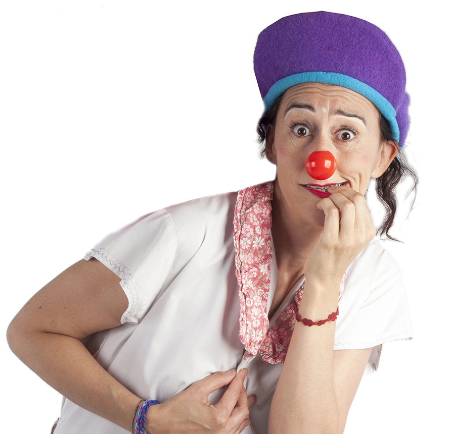 Payasa Mariló mordiéndose las uñas