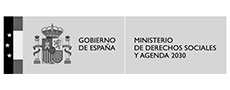 Logo del Ministerio de Derechos Sociales y Agenda 2030 en blanco y negro